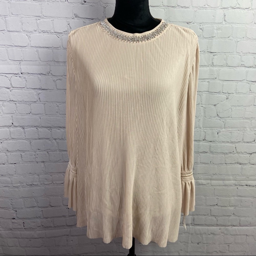 Alfani Pleated Rhinestone Blouse - Picture 2 of 9